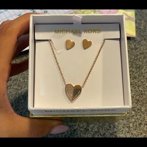 NWT Michael Kors Heart Necklace and Earring Set